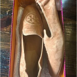 Tory Burch suede slip ons/ loafers